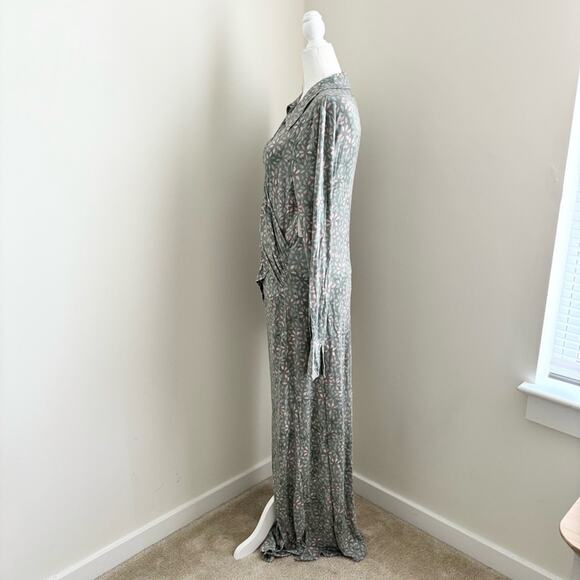 Free People NWT Shayla Wrap Maxi Dress Midi Long Sleeve V-Neck Printed Design - Picture 4 of 7